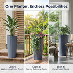 23.6" H Tall Planters for Outdoor Plants, 2 Pack Large Outdoor Planters for - Image 7