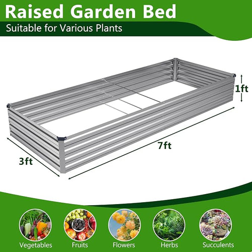2PCS 7x3x1ft Galvanized Raised Garden Bed Kit, Metal Planter Box - Image 2