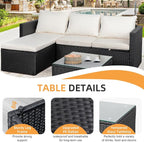 Shintenchi Outdoor Patio Furniture Sets, Small Outdoor Sofa Patio Sectional - Image 6