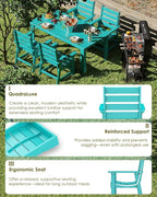GREENVINES Outdoor Dining Chair | HDPE | Patio Chairs | All-Weather | Aqua - Image 3