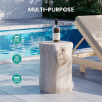 SUNBURY Outdoor Side Table Set of 2, Tree Stump Side Table Antique Beige - Image 4