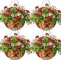 14 inch Metal Hanging Baskets For Plants Outdoor 4 Pack Round Metal Wire by JFFLYIT
