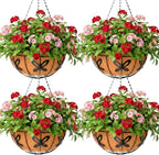 14 inch Metal Hanging Baskets For Plants Outdoor 4 Pack Round Metal Wire by JFFLYIT