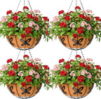Metal 10 inch Round Planter, 4 Pack Hanging Wire Basket by JFFLYIT