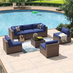 Aoxun 7 Piece Patio Furniture Set Wicker Rattan Patio Conversation Set Outdoor - Image 3