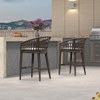 PURPLE LEAF Outdoor Rattan 24" Counter Height Bar Stools Chair Set of 2 - Image 7