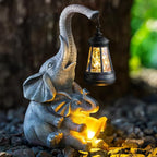 Solar Garden Statue Lights Loving Elephants Figurine - Image 7