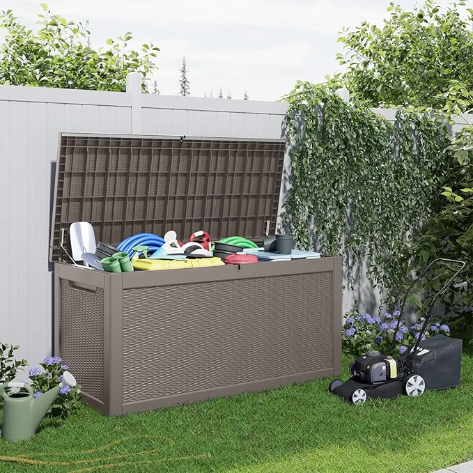 320 Gallon Waterproof Outdoor Storage Box, Large Resin Deck Box, Lockable - Image 6
