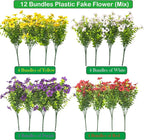Artificial Fake Plants Flowers for Outdoor Spring Decoration, 16 Bundles Faux - Image 2
