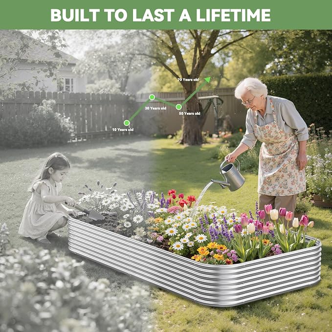 4 Pack Raised Beds for Gardening, Corrugated Galvanized Steel Raised Garden Bed - Image 7