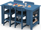 SERWALL Outdoor Bar Table and Chairs Set, 5-Piece HDPE Counter Height Patio - Image 2