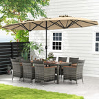 Tangkula 10 Pieces Patio Wicker Dining Set w/Double-Sided Patio Umbrella - Image 9