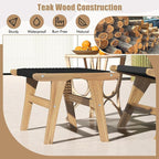 Tangkula Teak Ottoman Footstool, Natural Teak Wood Foot Rest - Image 7