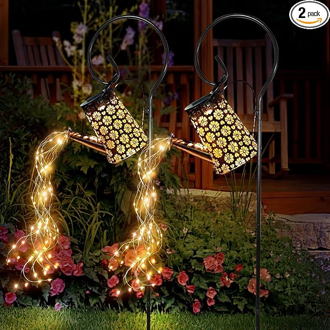 2 Pack Solar Watering Can with Lights, Solar Outdoor Garden Decor Waterproof by WDLFCGC