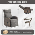 3 Pieces Zero Gravity Patio Swivel Rocking Recliner Chairs Set of 2 - Image 2