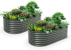 A ANLEOLIFE 2-Set 8X4X2 ft Galvanized Raised Garden Bed Kit, Oval Metal Deep by AAnleolife