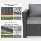 Aoxun Patio Furniture Set, 5 Piece Outdoor Sectional Sofa - Image 4