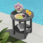 SERWALL Round Outdoor Side Table Set of 2, HDPE Small Adirondack Double End - Image 11