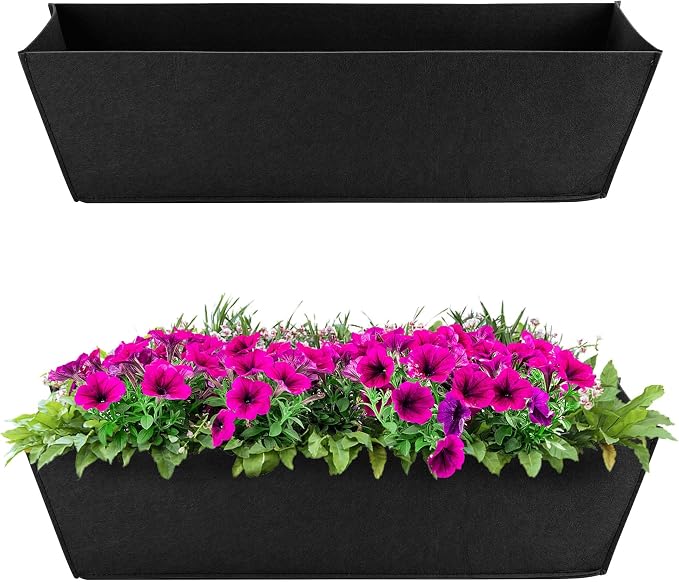 Adnee 2 Pcs 24 Inch Fabric Plant Window Box Liners-Rectangular Non-Woven by Adnee