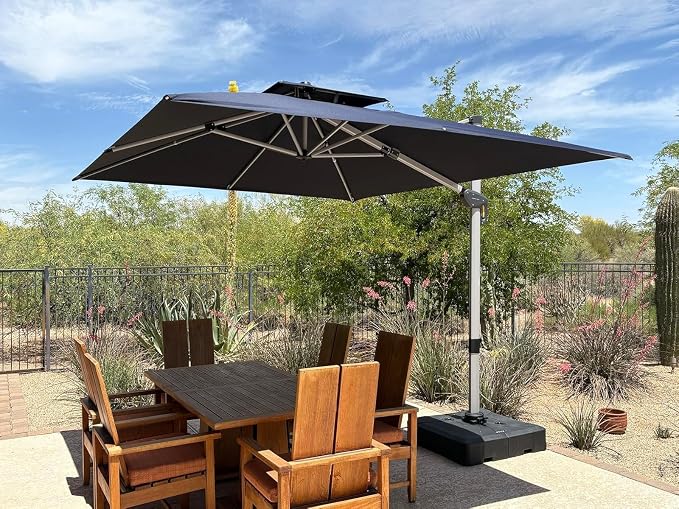 PURPLE LEAF 9' X 11' Patio Umbrella Outdoor Rectangle Umbrella Large Cantilever - Image 2