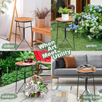 VCUTEKA Patio Side Table Outdoor Accent Table Bistro Coffee Tables Plant End - Image 6