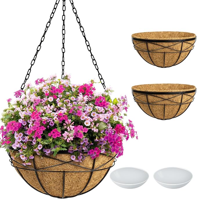2 Pack 20 Inch Extra Large Deep Hanging Planters by KarlliuHOMEGARDEN