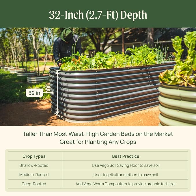 32" Extra Tall Raised Garden Bed Kits, 3.5 x 6.5 x 2.7ft Deep Root 9 in 1 - Image 5