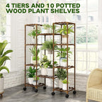 Plant Stand with Wheels Outdoor Indoor Hanging Plant Shelf - Image 7