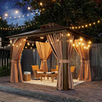 Aoxun 10'x10' Hardtop Gazebo, Outdoor Polycarbonate Double Top Canopy, Aluminum - Image 9