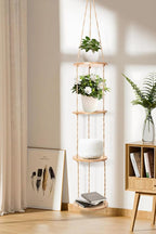 Hemp Rope Hanging Plant Shelf from Ceiling - Image 2