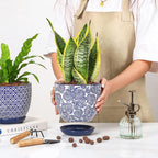 Selamica Ceramica Plant Pots, 6.5 Inch Flower Pots Set of 2 - Image 6