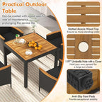 Tangkula 5 Pieces Rattan Outdoor Dining Set - Image 5