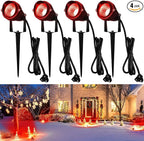 4 Pcs Christmas Red Spotlight Outdoor Plug in Landscape Lighting 12w Ip66 by Rossesay