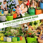 Grow Bags, 7 Pack Colorful 10 Gallon Grow Bags, Reusable Fabric Grow Bags - Image 8