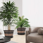 Quarut Large Plastic 4 Pack14 inch Plant Pots, Whiskey Barrel Planters - Image 4