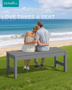 SERWALL 47 Inches Outdoor Bench, All Weather HDPE Backless Bench - Image 2