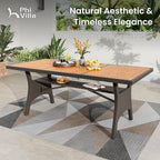 PHI VILLA Outdoor Dining Set for 8, Rectangular Wicker Table - Image 3