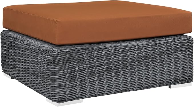 Modway Summon Wicker Rattan Outdoor Patio 36" Square Ottoman - Image 3