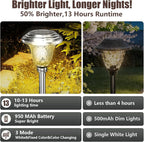 BEAU JARDIN 8 Pack Solar Pathway Lights White+ Color Changing Stainless Steel 3 - Image 4