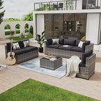 Aoxun 7 Piece Patio Furniture Set Wicker Rattan Patio Conversation Set Outdoor by Aoxun