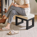 IBUYKE 16 Inch Small Foot Stool Ottoman, Rectangle PU Faux Leather Foot Rest - Image 2