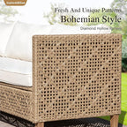 Sophia & William Boho Rattan Patio Sectional Set - Image 4
