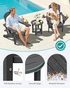 SERWALL Round Outdoor Side Table Set of 2, HDPE Small Adirondack Double End - Image 5