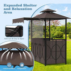 Outdoor Grill Gazebo with Patio Bar Set, Double-Tier BBQ Shelter with Side - Image 4