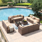 Aoxun 14 Piece Patio Furniture Set Wicker Rattan Patio Conversation Set Outdoor by Aoxun