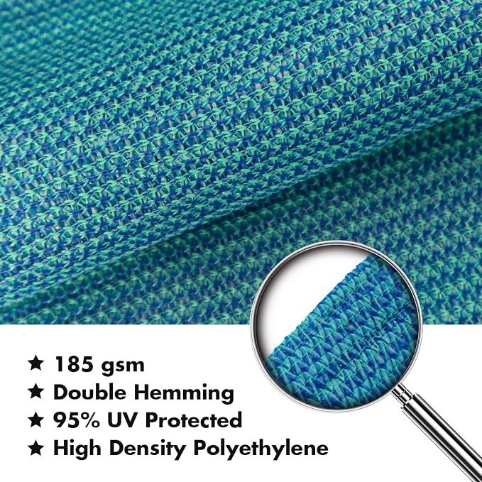 KANAGAWA 7'X10' Turquoise Mix Custom Size Sun Shade Sail Rectangle UV Block - Image 4