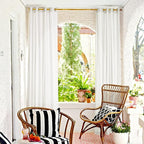 RYB HOME Linen Sheer Outdoor Curtains 84 inch Length 2 Panels Set, Lightweight by RYBHOME
