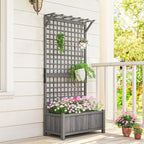 Outsunny Wood Planter with Trellis, Raised Garden Bed - Image 8