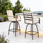Patio Swivel Bar Stools, Outdoor Bar Height Swivel Chairs Set of 2 - Image 3
