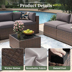 Aoxun 7 Piece Patio Furniture Set Wicker Rattan Patio Conversation Set Outdoor - Image 5